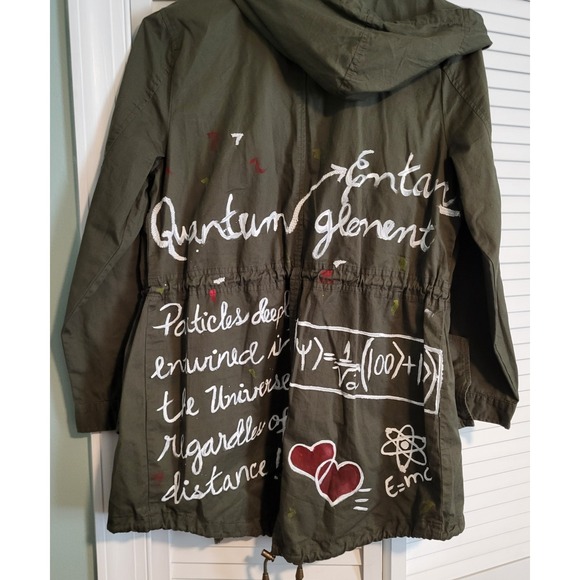 Brave Soul Jackets & Blazers - Brave Soul Hooded Utility Jacket Women's 12 Khaki Physics Theme Wearable Art